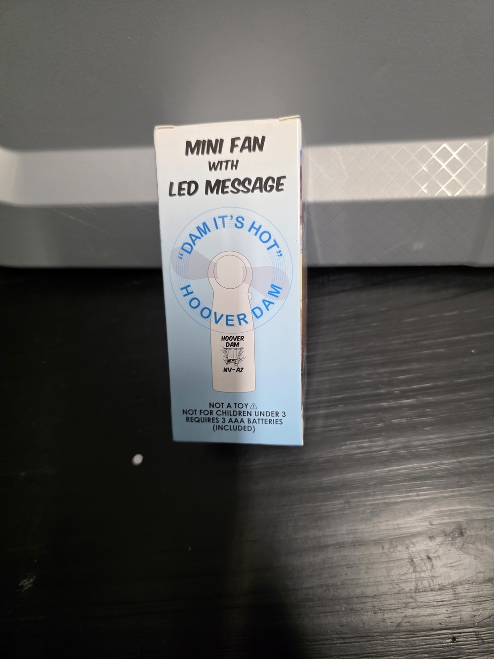 Mini Handheld Fan with LED Message - Light Blue